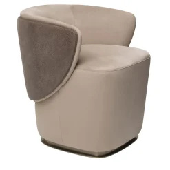 Adele Poltrona in Tessuto Beige con Base Girevole