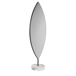 Aglaia Calacatta Marble And Black Metal Floor Mirror