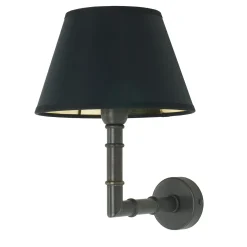 Alanis Lampada da Parete Ottone Finitura Nera con Paralume in Tessuto Nero