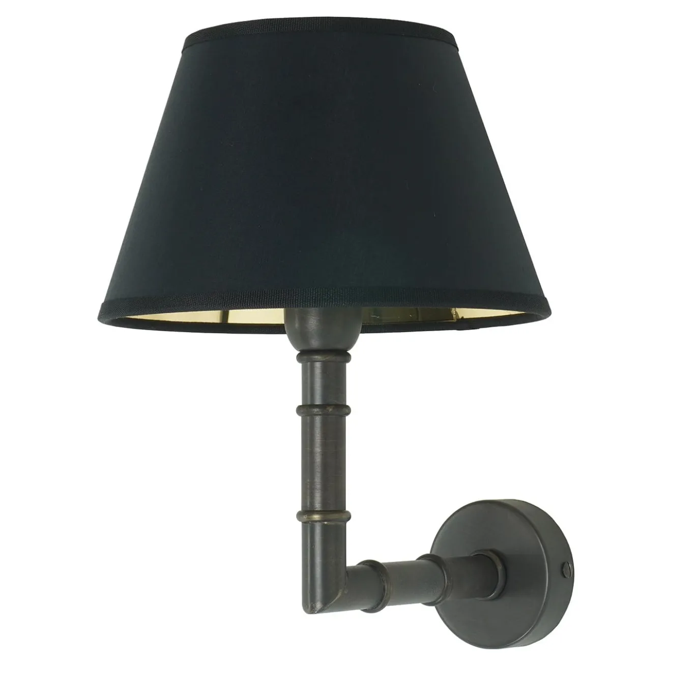 Alanis Lampada da Parete Ottone Finitura Nera con Paralume in Tessuto Nero