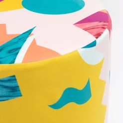 Alchimie Pouf in velluto e base in MDF con decoro astratto #2