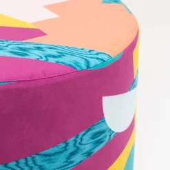 Alchimie Pouf in velluto e base in MDF con decoro astratto #2