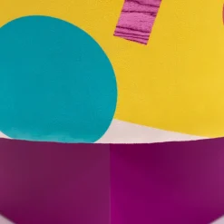 Alchimie Pouf in velluto e base in MDF con decoro astratto #2