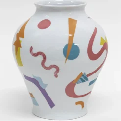 Alchimie vaso anfora in porcellana con decoro astratto h27cm