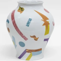 Alchimie vaso anfora in porcellana con decoro astratto h27cm