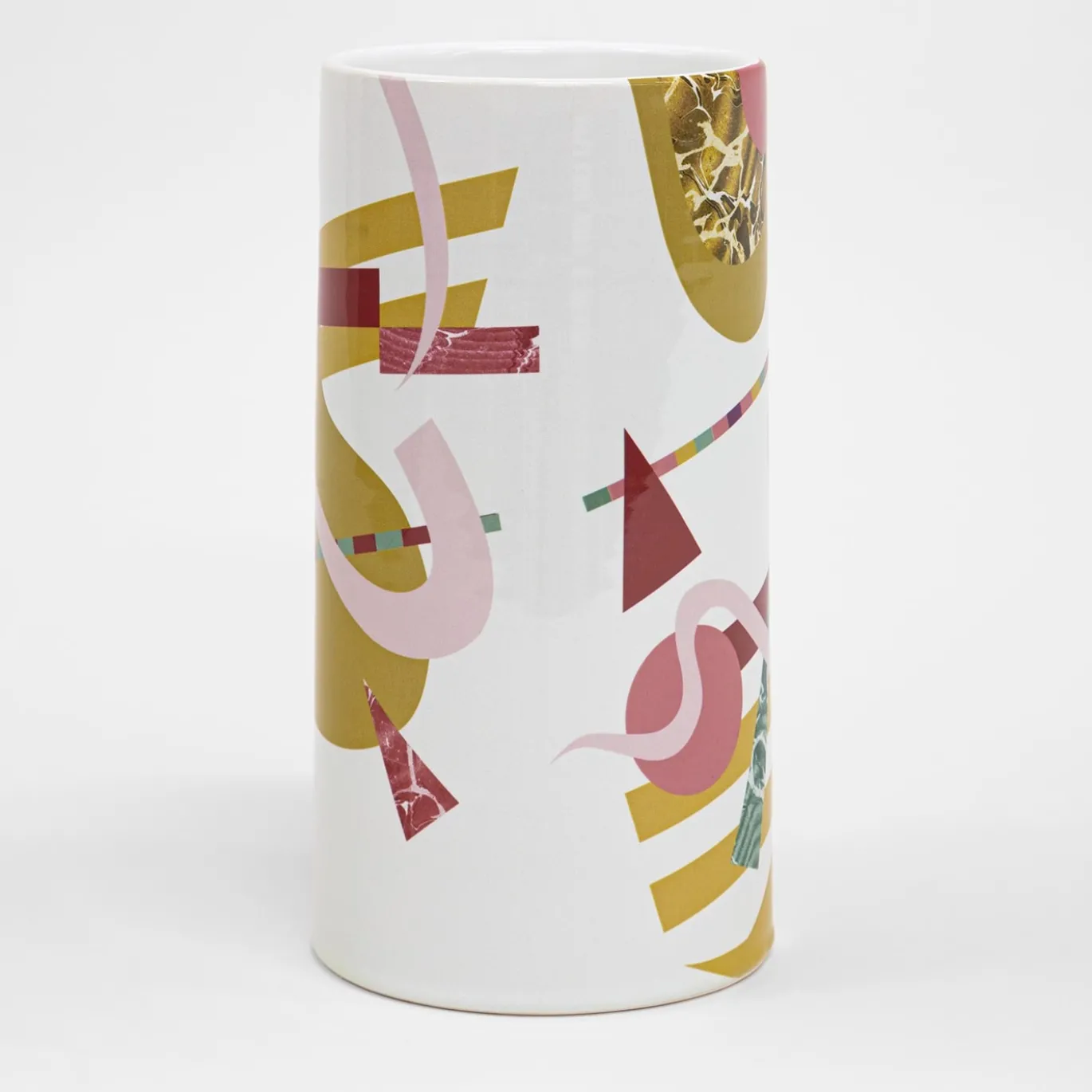 Alchimie vaso cilindrico in maiolica con decoro astratto