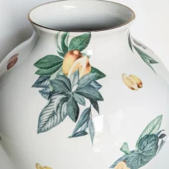 Amalfi Vaso in anfora di porcellana con foglie e agrumi H32Cm
