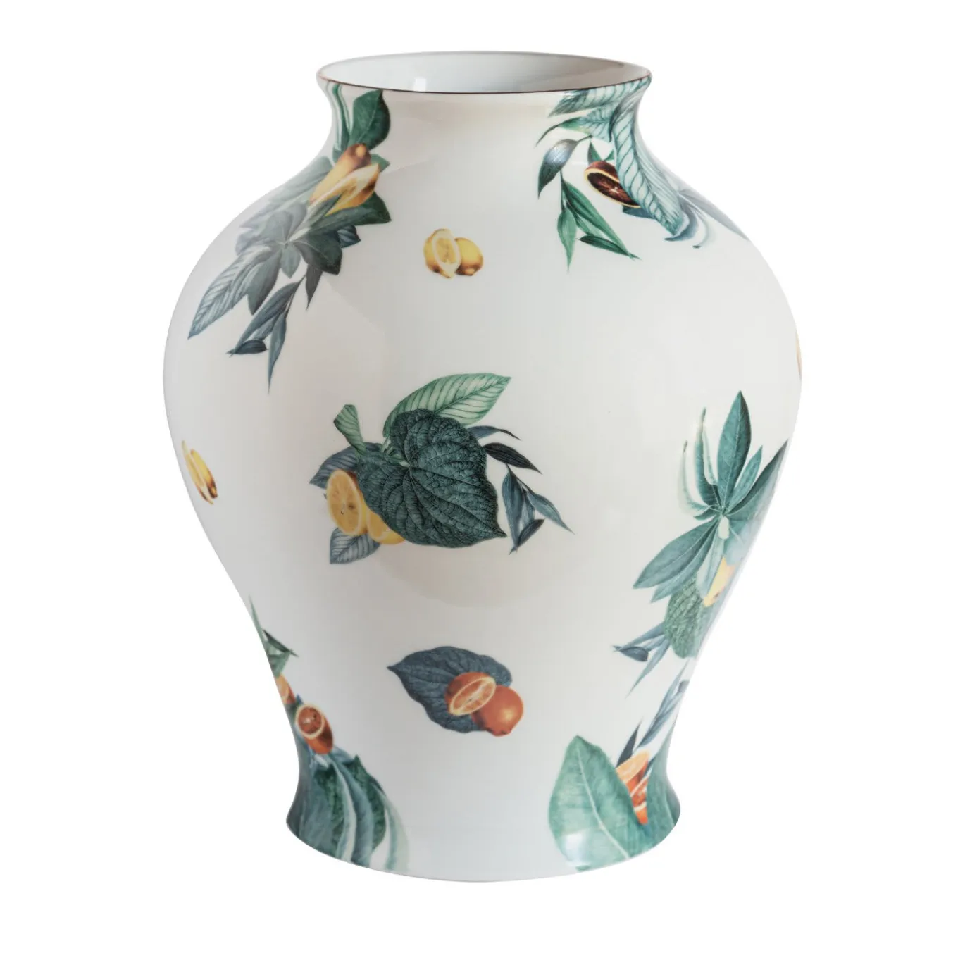 Amalfi Vaso in anfora di porcellana con foglie e agrumi H32Cm