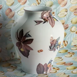 Amalfi Vaso in porcellana anfora con foglie e agrumi H27Cm