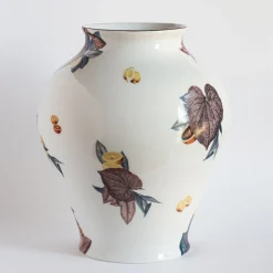 Amalfi Vaso in porcellana anfora con foglie e agrumi H27Cm