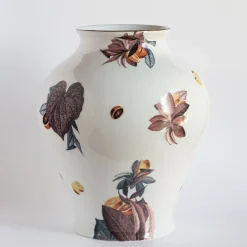 Amalfi Vaso in porcellana anfora con foglie e agrumi H27Cm