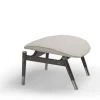 Amerigo Dehors Pouf in Tessuto Bianco e Gambe in Legno di Frassino