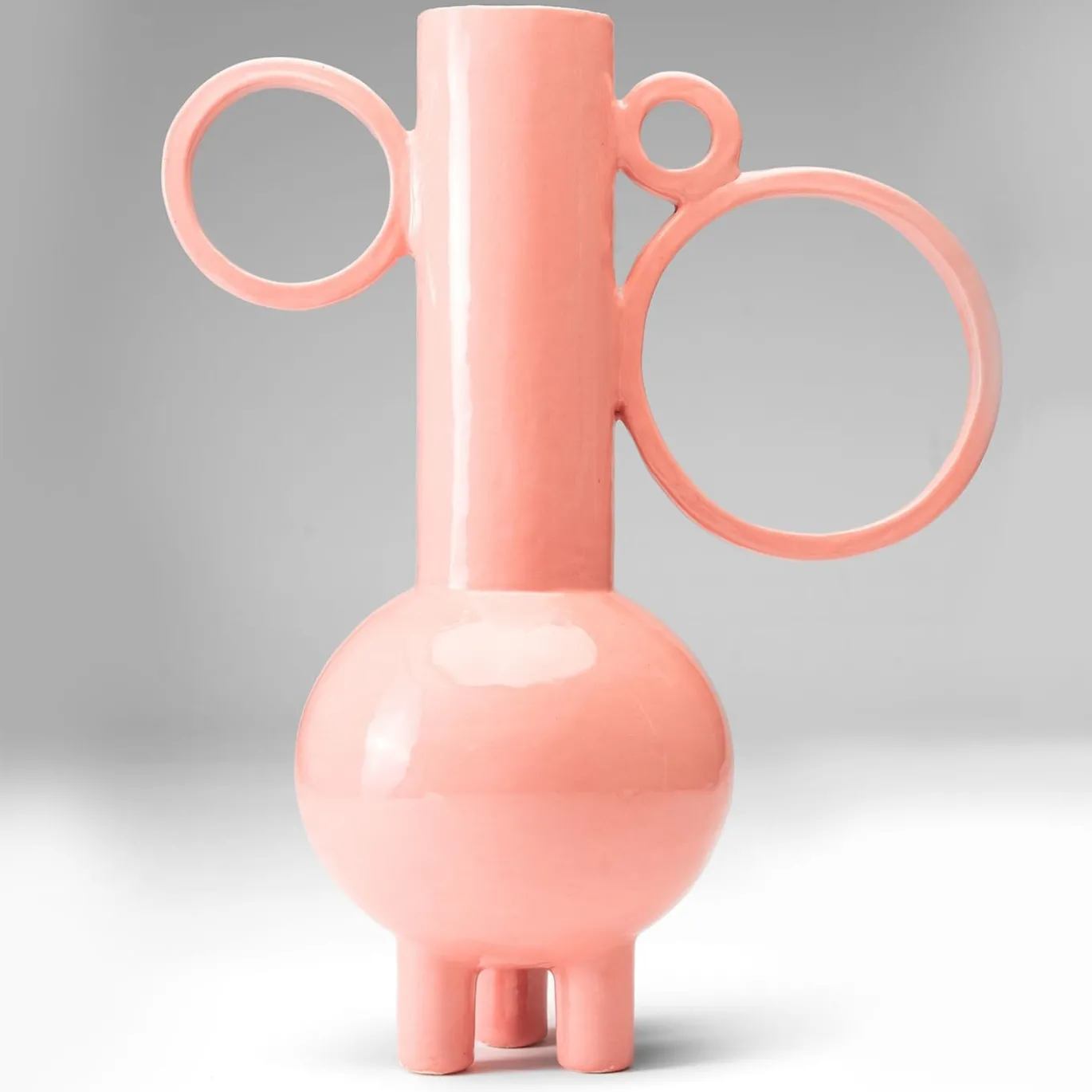 Anfora alta in ceramica rosa Stereogramma 3 Bouganville