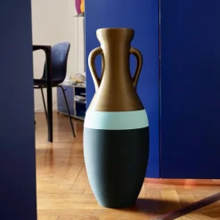 Anfora Giulio Cesare XXL nera azzurra e bronzo