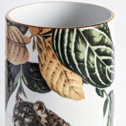 Animalia Vaso cilindrico in porcellana con ghepardo