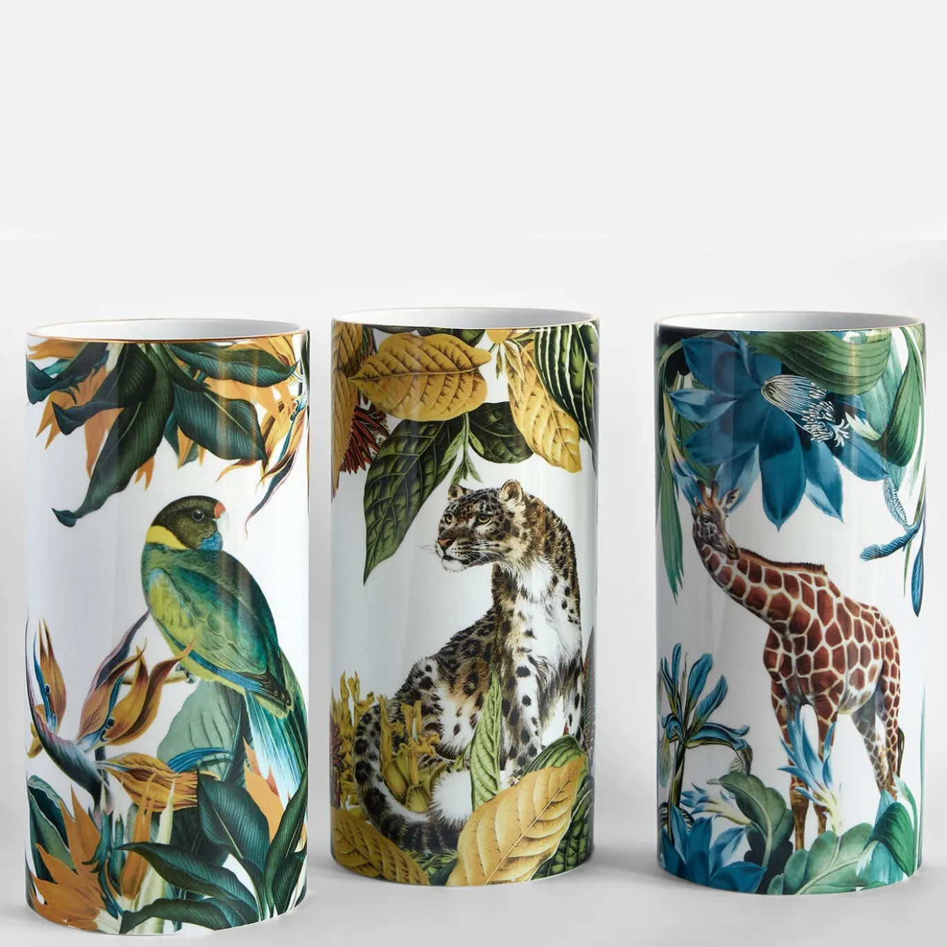 Animalia Vaso cilindrico in porcellana con giraffa