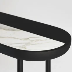 Apollo Black Walnut Wood And Calacatta Marble Console