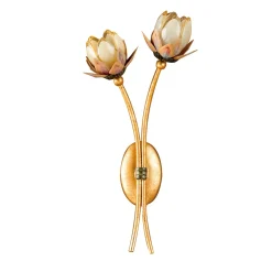 Applique a 2 luci Tulipano in metallo con foglia d'oro
