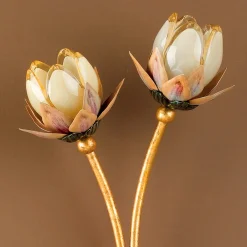 Applique a 2 luci Tulipano in metallo con foglia d'oro