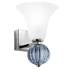 Applique Anita in Vetro Soffiato Grigio Bluastro e Bianco Opalino