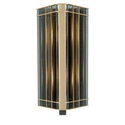 Applique Art Déco in metallo e vetro nero