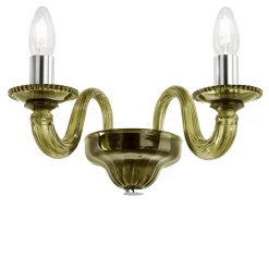 Applique Asia a 2 Luci in Vetro Soffiato Verde Oliva