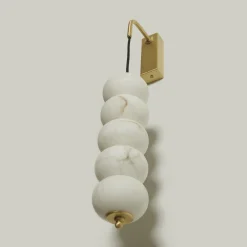 Applique Campanula in ottone satinato e alabastro