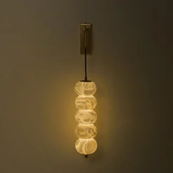 Applique Campanula in ottone satinato e alabastro