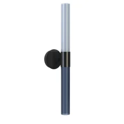 Applique centrale Sbàrlusc in vetro fumé indaco e ottone Gunmetal di Isacco Brioschi