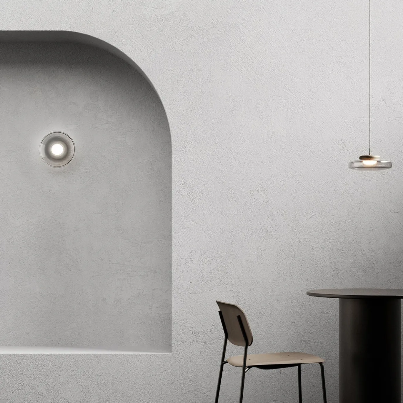Applique da parete Lounge in vetro grigio chiaro