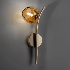 Applique da parete Nature in oro opaco con diffusore in vetro