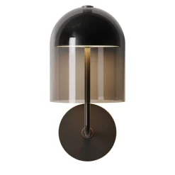 Applique Doma in Ottone Brunito Scuro e Vetro Grigio Fumo
