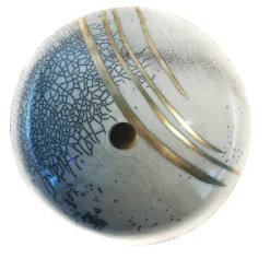 Applique E-TATE in ceramica bianca con pennellate d'oro