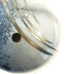 Applique E-TATE in ceramica bianca con pennellate d'oro