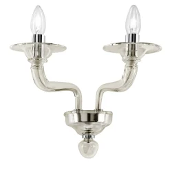 Applique Isabel a 2 Luci in Vetro Soffiato Fumé e Metallo Cromato