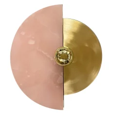 Applique Levante in ottone satinato e onice rosa