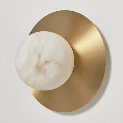 Applique Mini Alabaster Moon in ottone satinato