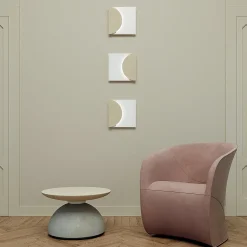 Applique Modulare D in ferro con finitura bianca e pietra beige