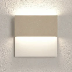 Applique Modulare L in ferro con finitura bianca e pietra beige