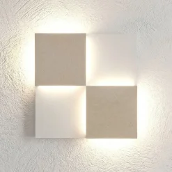 Applique Modulare X in ferro con finitura bianca e pietra beige