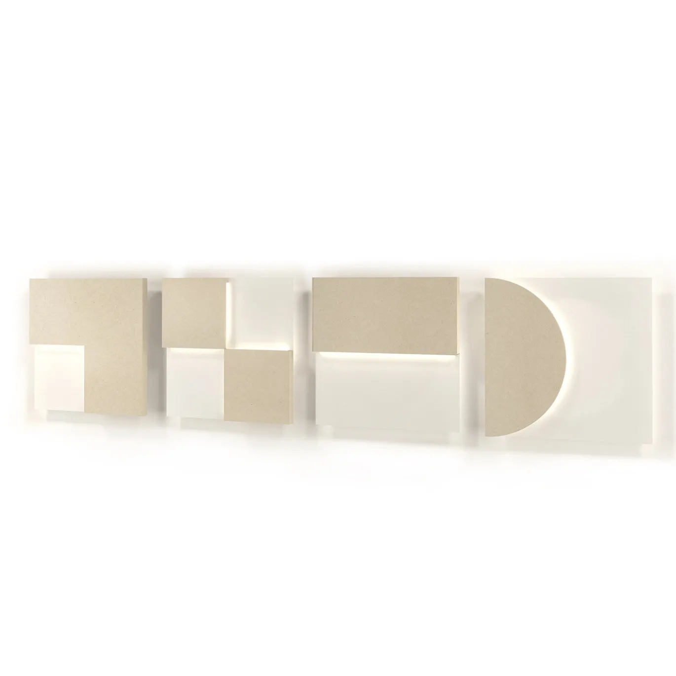 Applique Modulare X in ferro con finitura bianca e pietra beige