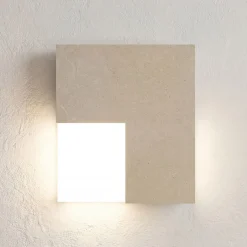 Applique Modulare X in ferro con finitura bianca e pietra beige