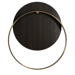 Applique Myring in ottone finitura bronzo e disco in legno marrone