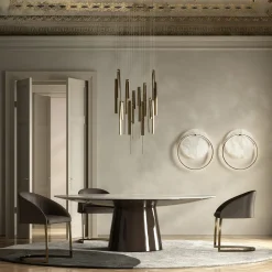Applique Myring in ottone finitura oro e disco in marmo bianco