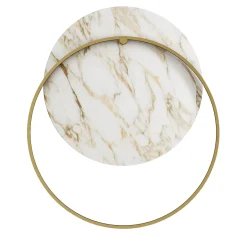 Applique Myring in ottone finitura oro e disco in marmo bianco