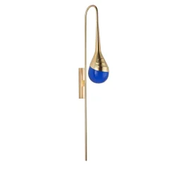 Applique Perpetua in ottone e vetro blu fumé