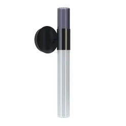 Applique Sbàrlusc in vetro fumé indaco e ottone Gunmetal di Isacco Brioschi
