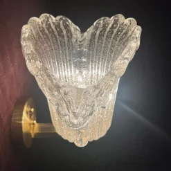 Applique Vaso in vetro di Murano e ottone spazzolato