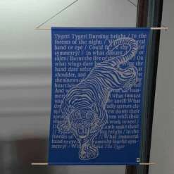 Arazzo/Coperta Tyger Blu in Cotone Biologico