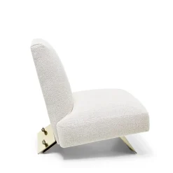 Aries Poltrona in Tessuto Bianco e Metallo Satinato Oro